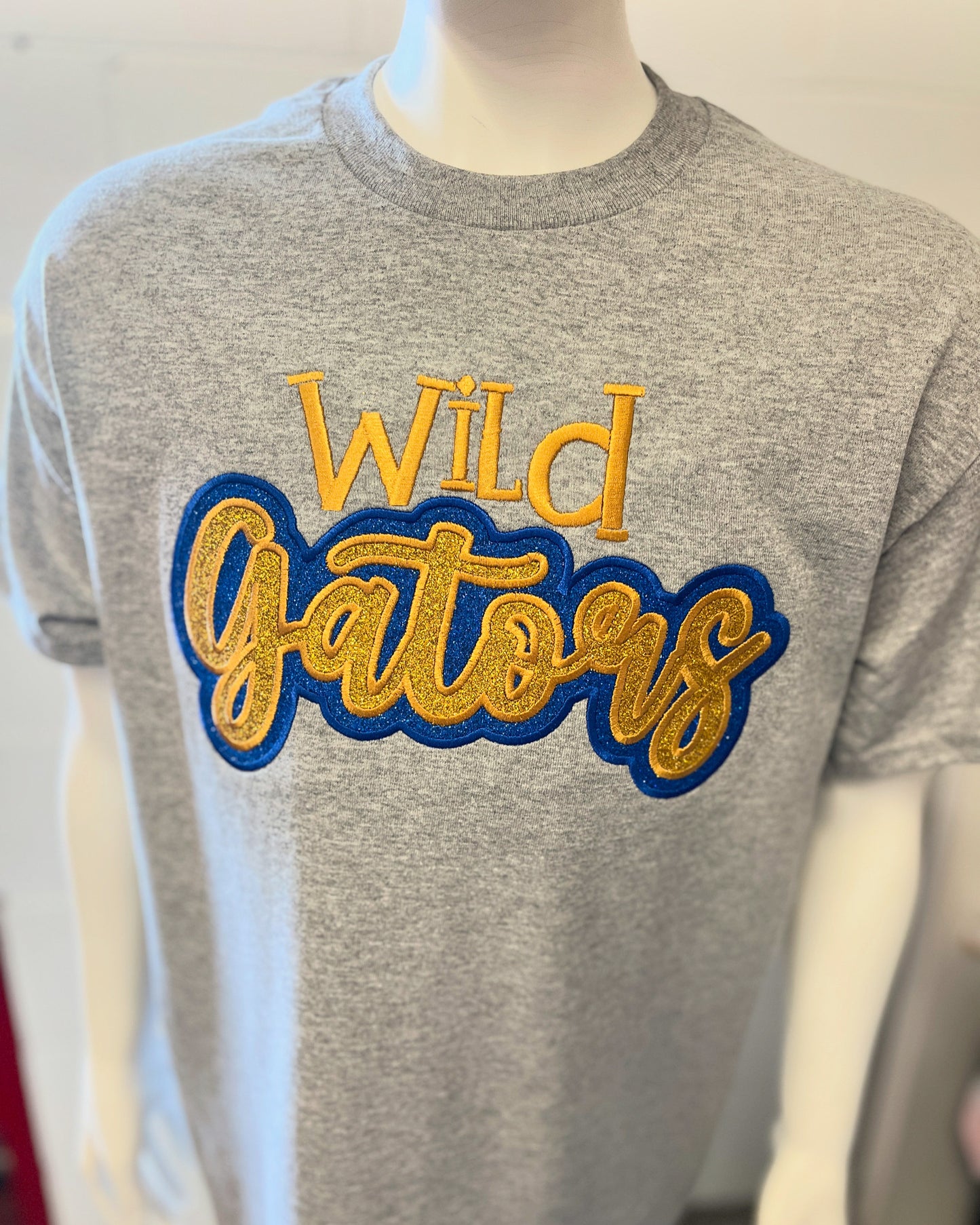 Double Glitter Applique School Team Name Crewneck Sweatshirt