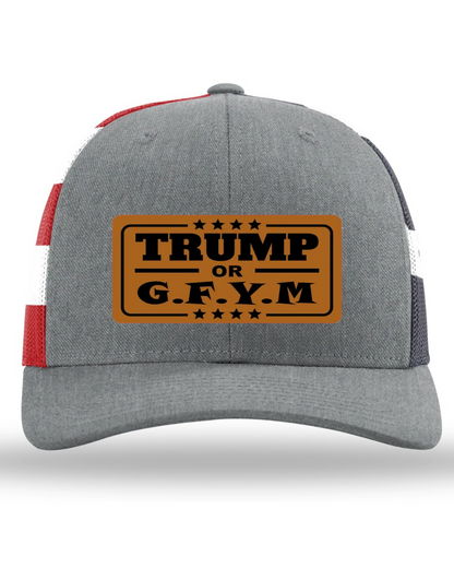 TRUMP or GFYM Richardson 112 Trucker Leather Patch Hat