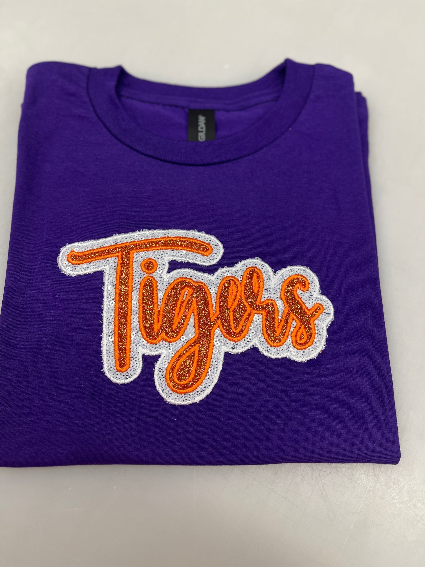 Double Glitter Applique School Team Name Crewneck Sweatshirt