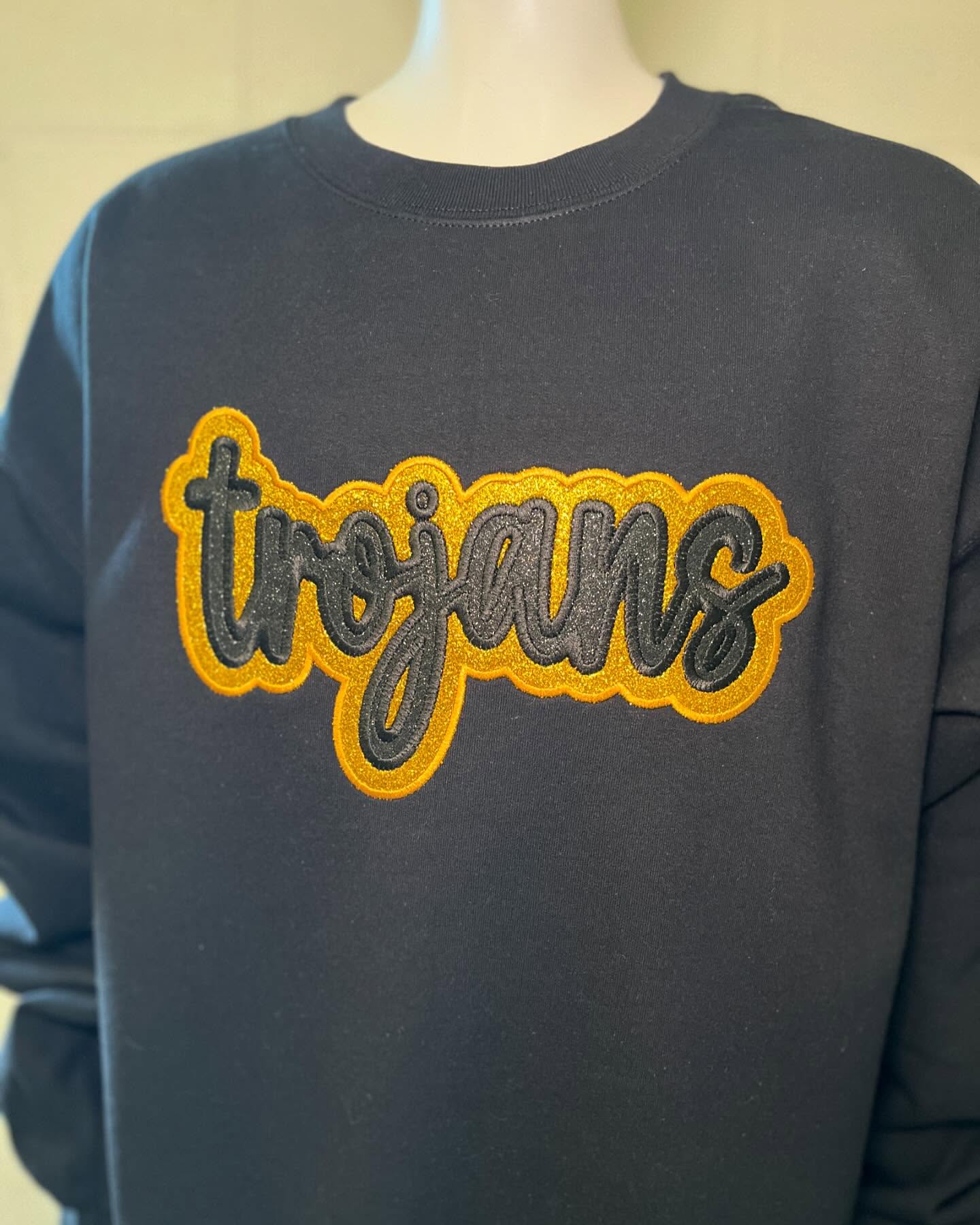 Double Glitter Applique School Team Name Crewneck Sweatshirt